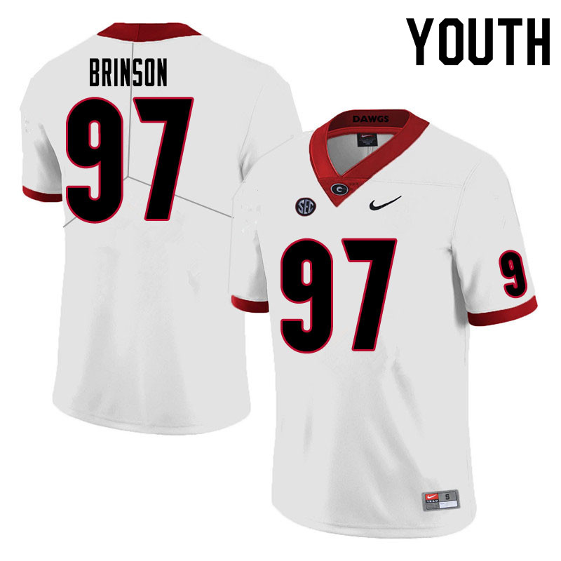 Youth #97 Warren Brinson Georgia Bulldogs College Football Jerseys Sale-White